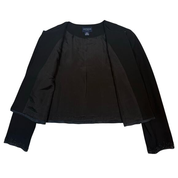 Ann Taylor Wool Beaded Hem Formal Dress Jacket Black Women’s 8P - Picture 3 of 7